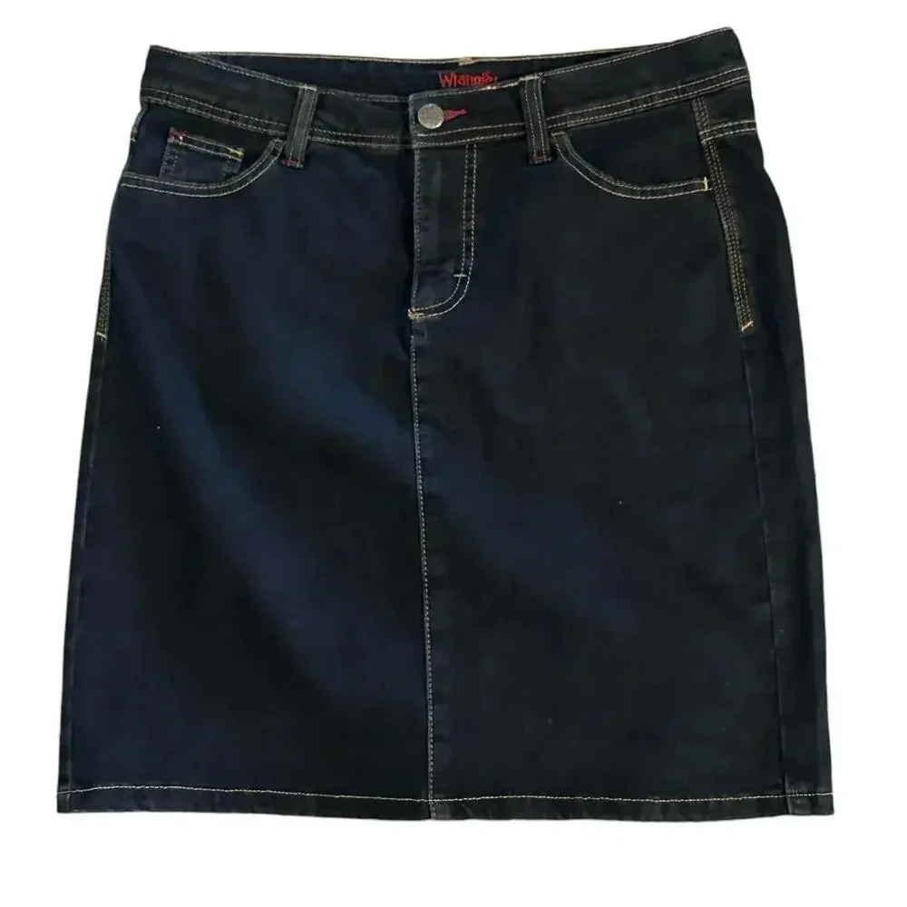 Wrangler Blue Stretch Straight Jean Mini Denim Skirt Size 12M